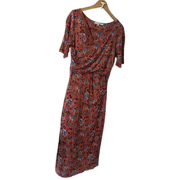 Boden Rita Ruched Firecracker Painterly Floral Jersey Dress US Sz 12 - Picture 3 of 8